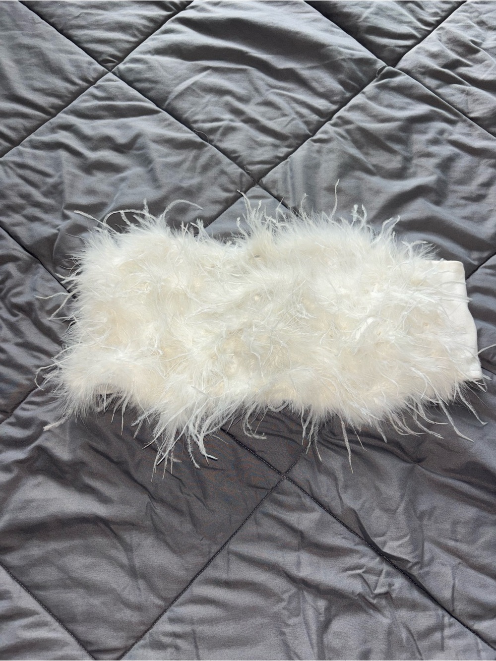 12th Tribe White Faux Feather Bandeau Top